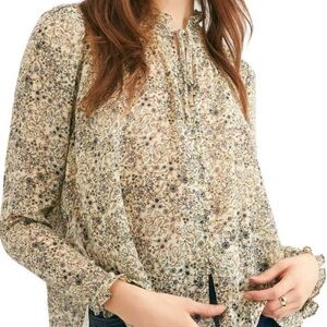 Free People Lela Blouse in Light Yellow/Green Size M